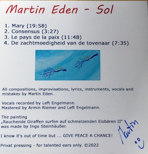 VERLOSUNG von 5 signierten „Sol“-CD's des CHANDELIER-Sängers MARTIN EDEN!