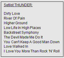 Thunder Setlist