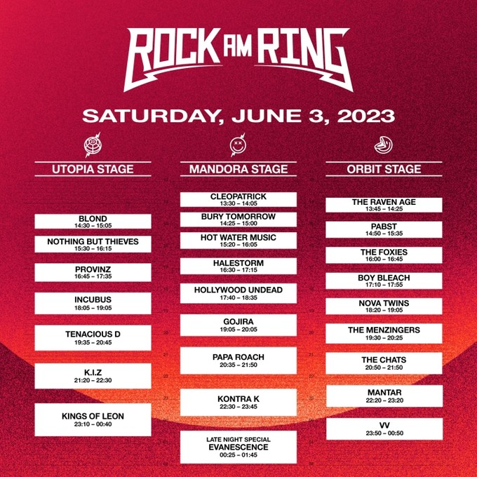 ROCK AM RING 2023 | RUNNING ORDER