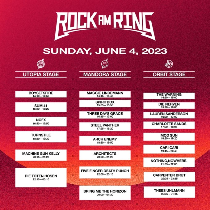 ROCK AM RING 2023 | RUNNING ORDER